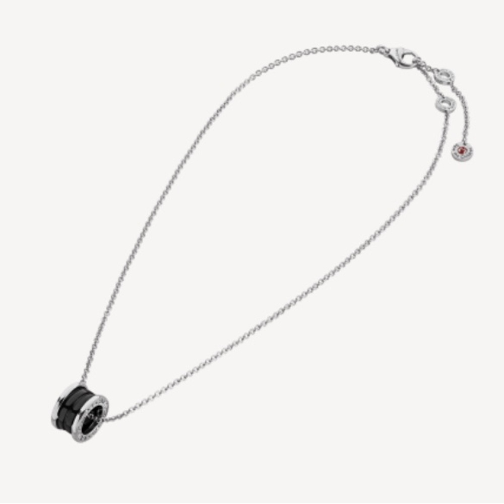 NIB Bulgari Sterling Silver + Ceramic Pendant Necklace, Unisex - Picture 3 of 13